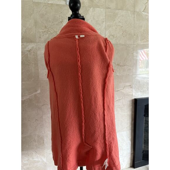 Anthropologie Moth - Boiled Wool Cowl Neck Coat - XS - Soft Coral, Textured Chic - Picture 14 of 16
